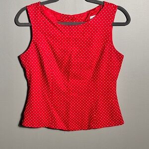 Jessica Howard Vintage Red White Polka Dot Tank Button Back See Measurements